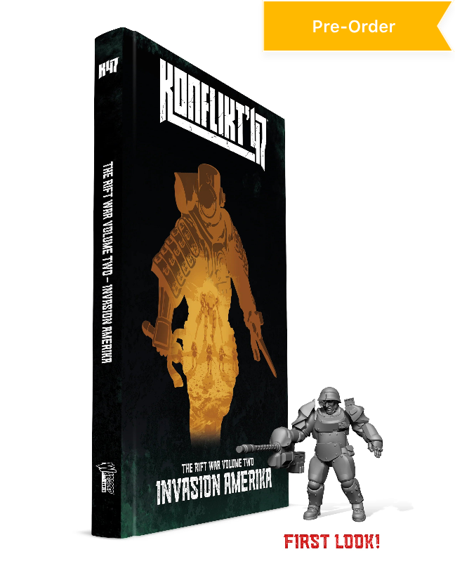 New Konflikt '47: Invasion Amerika & 'T2 Prototype Heavy Armor' book miniature