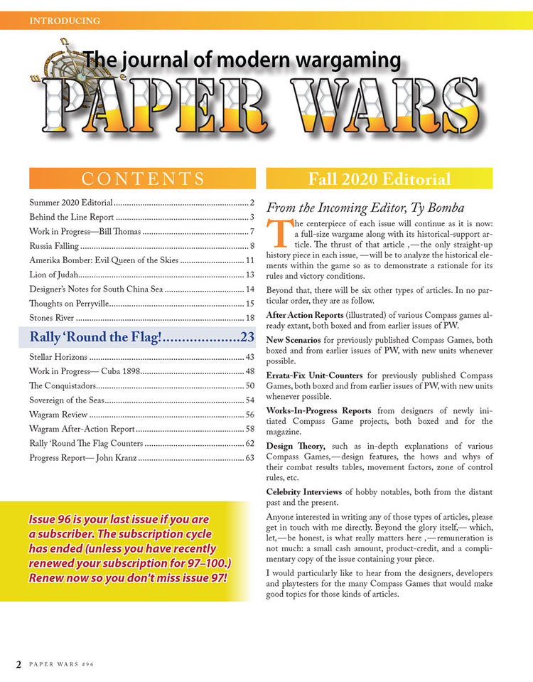 Paper Wars Issue 96: Magazine & Game (Rally ‘Round the Flag)