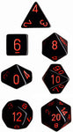 Chessex Dice Set: Opaque Black w/ Red (7) - The Tabletop Strategist